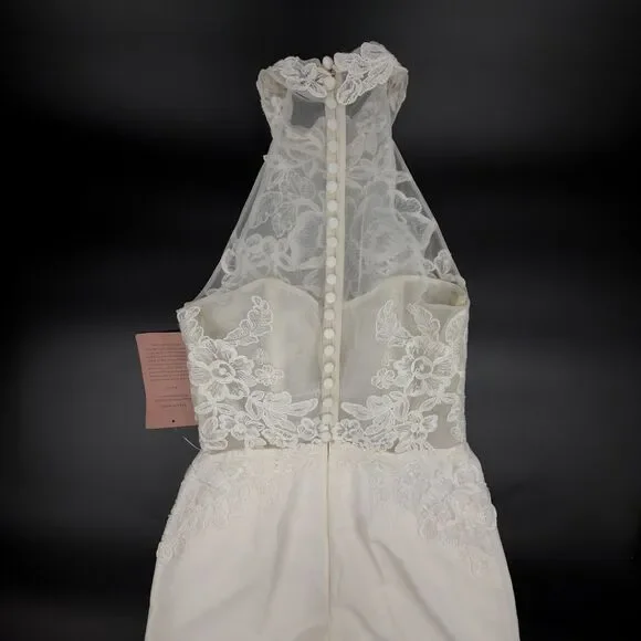 NWT Anthropologie BHLDN Nouvelle Amsale Lace Halter Modern Wedding Jumpsuit  0